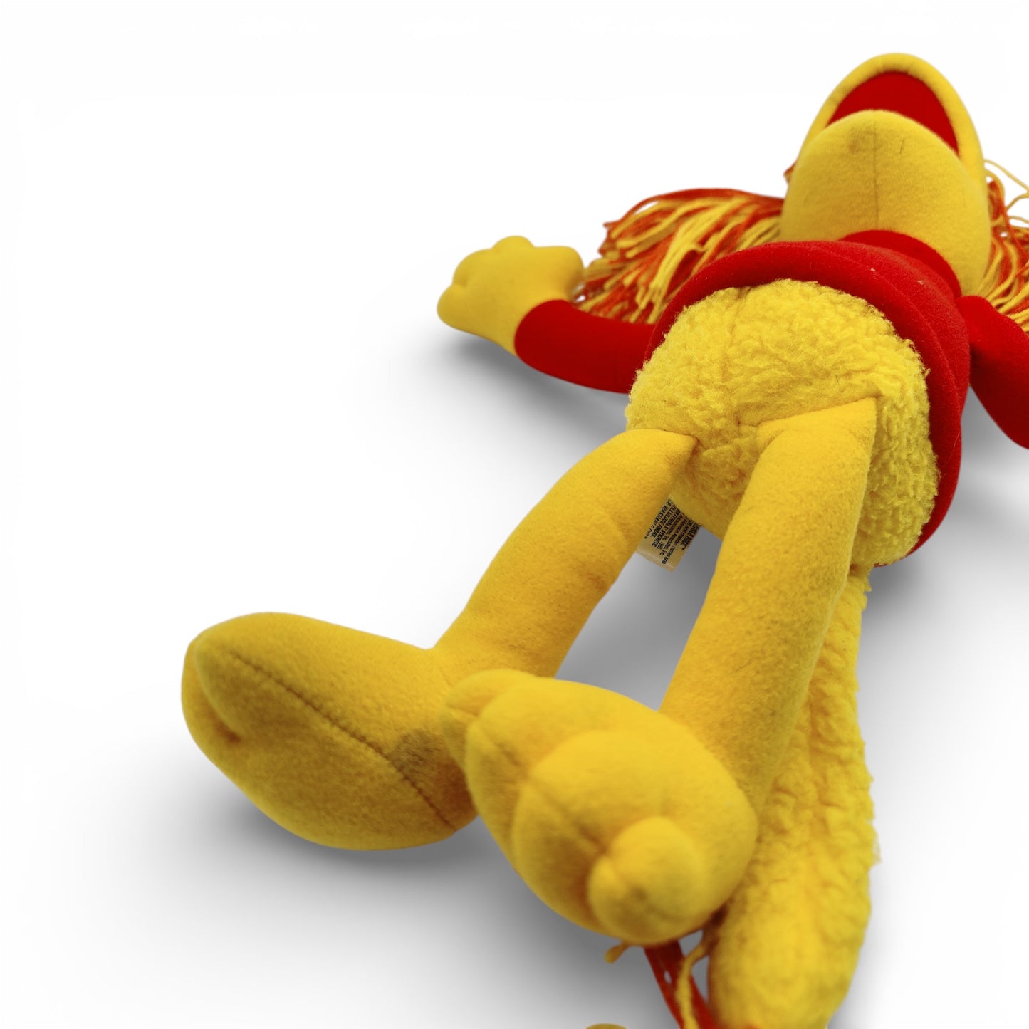 Vintage 1980s plush. Red. 16" Plush. Close up 7 view.