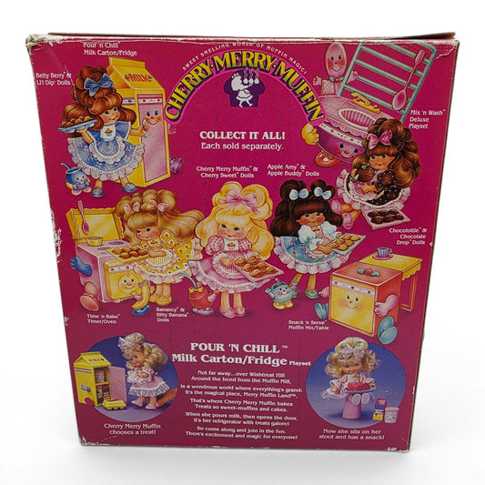 1988 Cherry Merry Muffin First Series Pour n Chill Fridge and Milk Carton Playset Back view