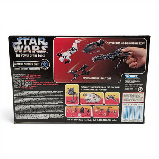 1995 Star Wars Power of the Force POTF - Biker Scout Stormtrooper action figure playset — Back view