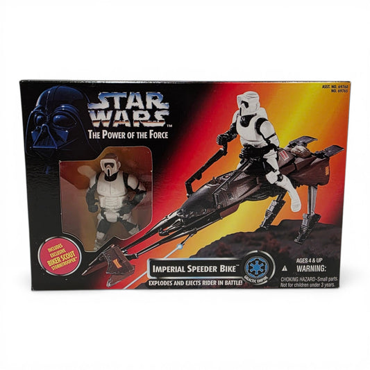 1995 Star Wars Power of the Force POTF - Biker Scout Stormtrooper action figure playset — Front view