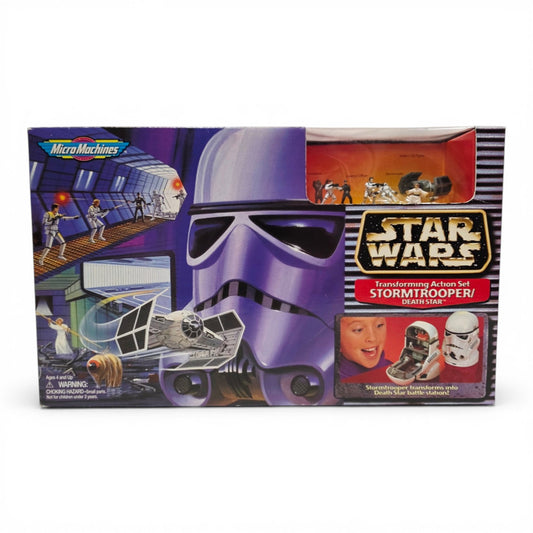 1996 Star Wars Micro Machines Stormtrooper Death Star action figure playset — Front view