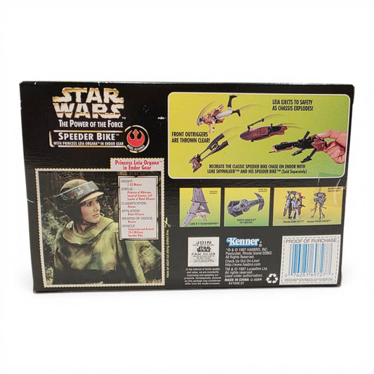 1997 Star Wars Power of the Force POTF - Princess Leia Speeder Bike Princess Leia Organa action figure playset — Back view
