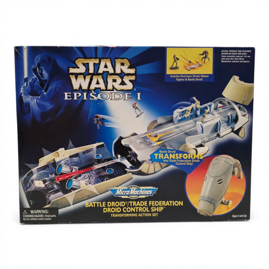 1999 Star Wars Micro Machines EP1 Trade Federation Control Ship action figure playset — Front view