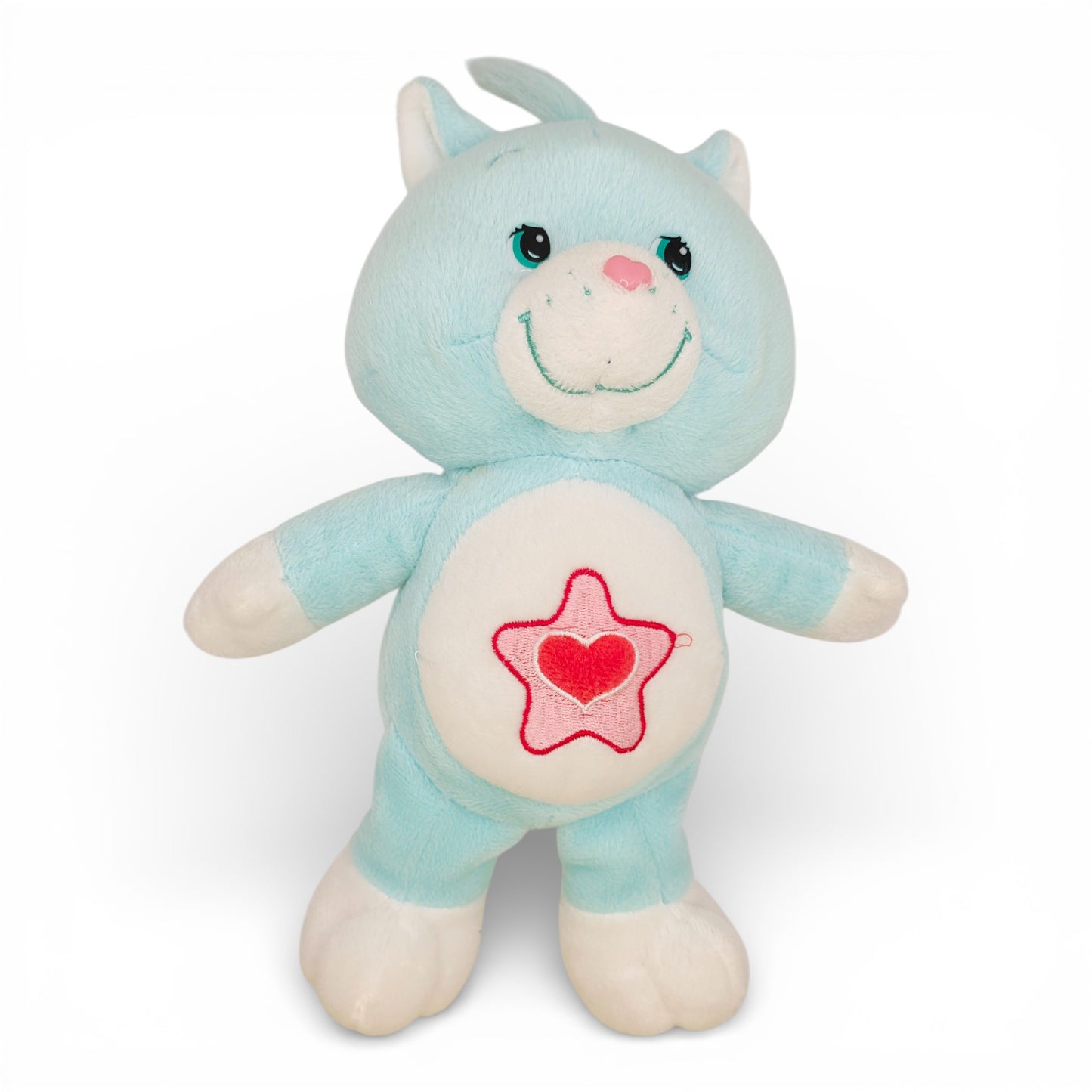 Vintage 2000s plush. Proud Heart Cat. 26cm Plush. Close up 2 view.