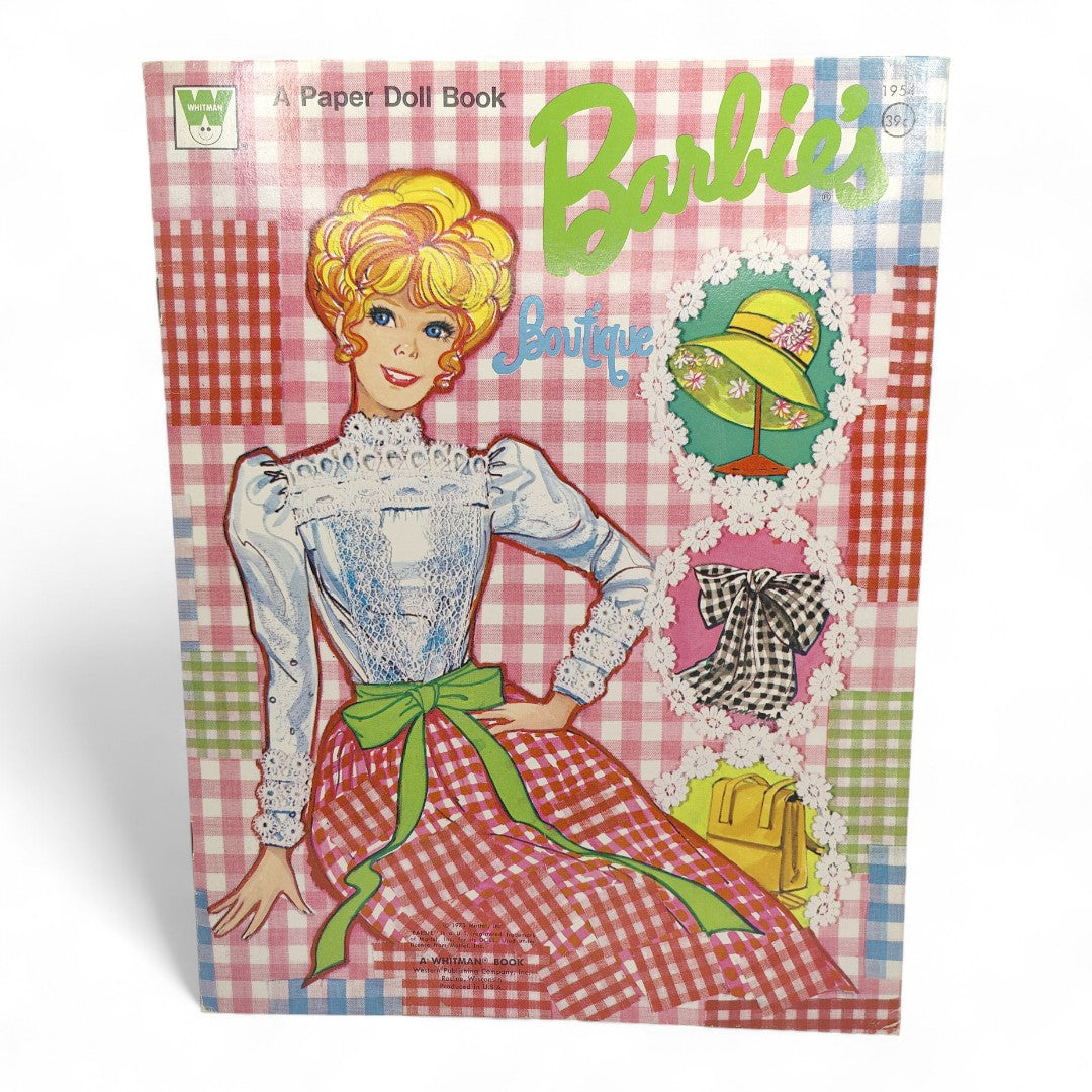 Vintage 1970s paper doll book. Vintage Paper Doll Book. Barbie Boutique. Front view.