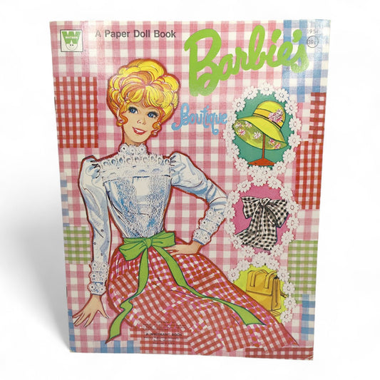 Vintage 1970s paper doll book. Vintage Paper Doll Book. Barbie Boutique. Front view.