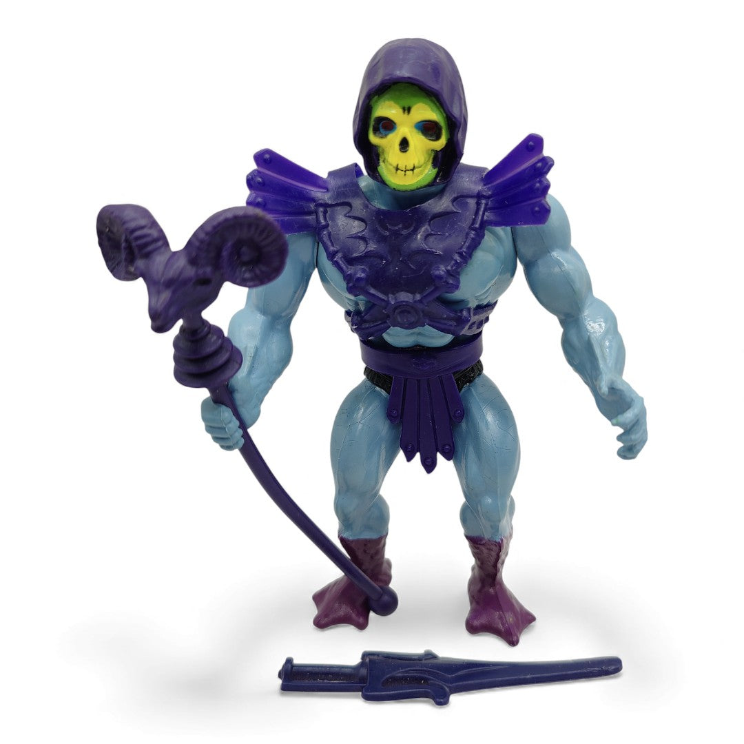 Vintage 1980s action figure. (MOTU). Skeletor. Mexico/Taiwan. Front view.