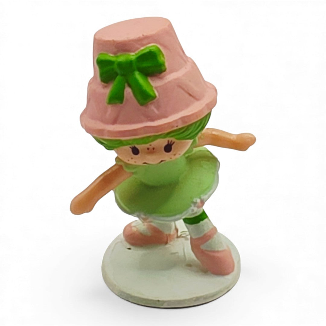 Vintage 1980s mini pvc figure. Strawberryland Miniatures. Lime Chiffon. Ballerina 2". Front view.