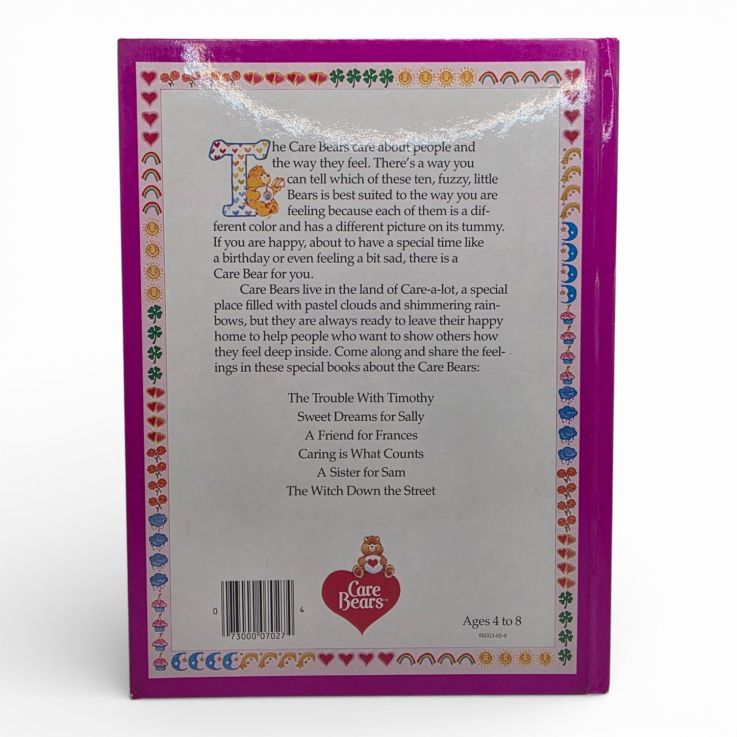 Vintage 1980s story book. Caring is What Counts. Hardcover Storybook. Back view.