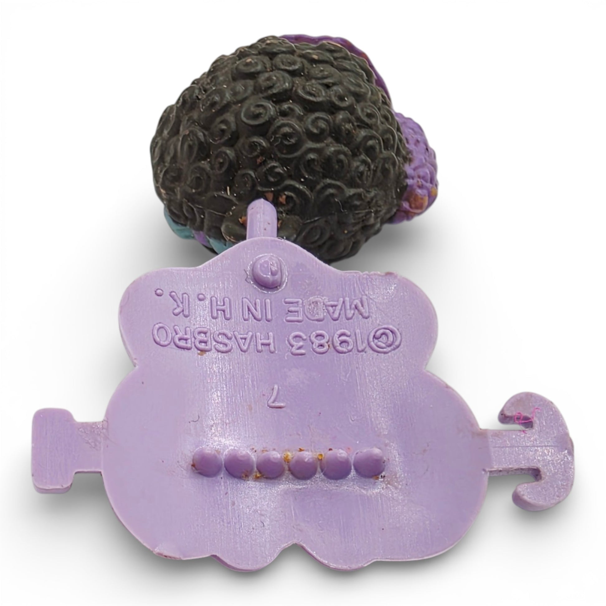 Vintage 1980s small toy. First Release. Hyacinthia. With Original Butterfly Hair Clip & Rare. Top view.