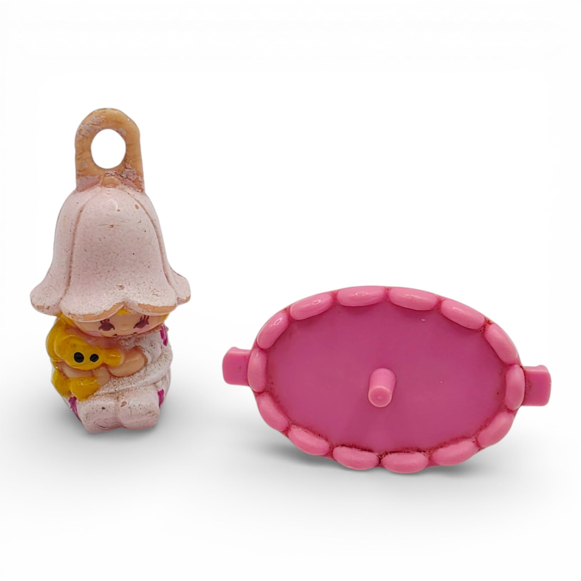 Vintage 1980s small toy. First Release. Lil Tulip. With Original Ring Base. Close up 1 view.