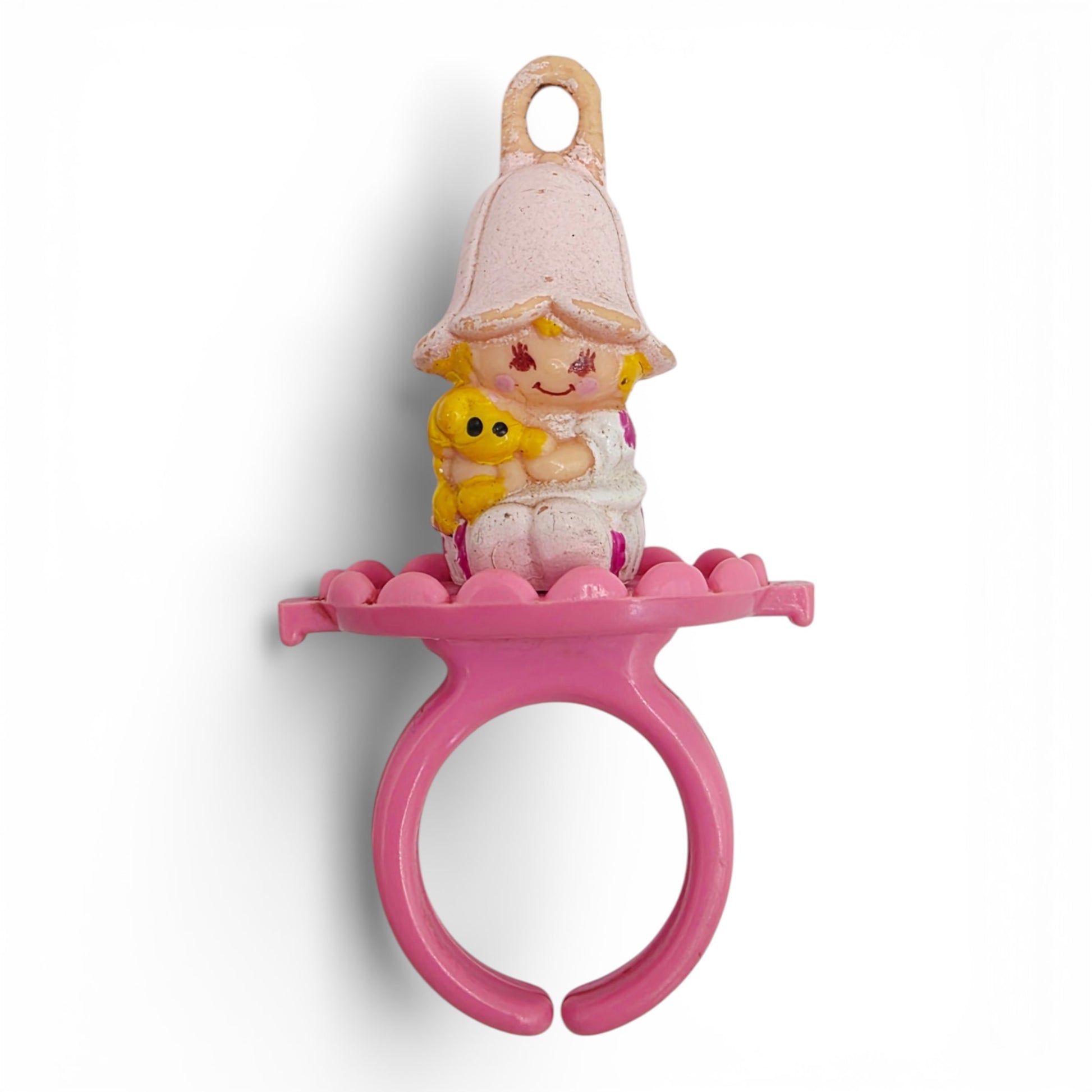 Vintage 1980s small toy. First Release. Lil Tulip. With Original Ring Base. Front view.