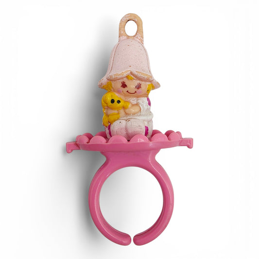 Vintage 1980s small toy. First Release. Lil Tulip. With Original Ring Base. Front view.