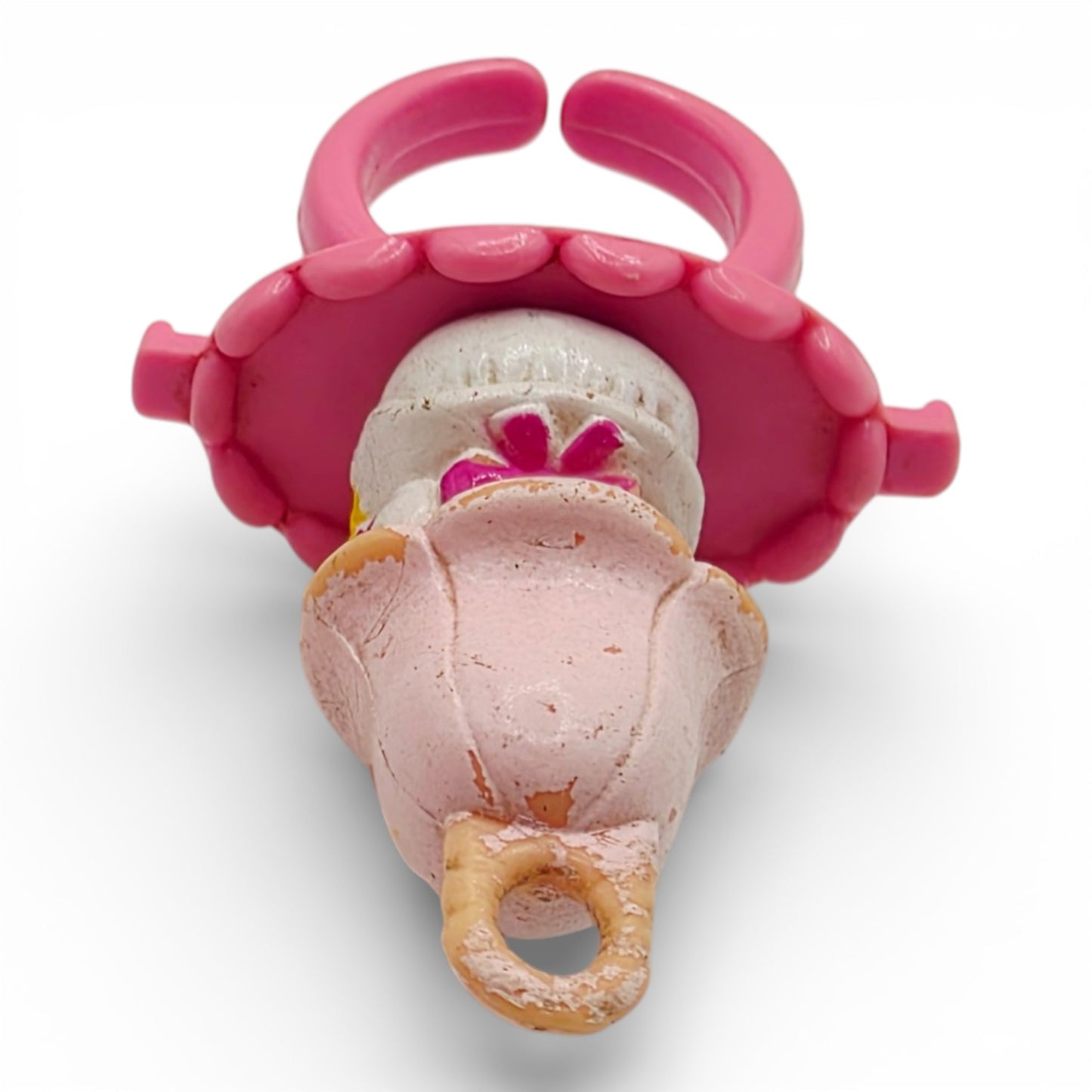 Vintage 1980s small toy. First Release. Lil Tulip. With Original Ring Base. Top view.