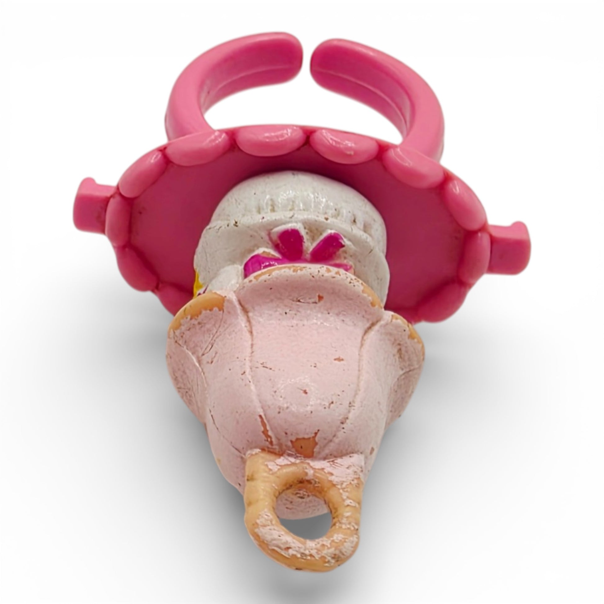 Vintage 1980s small toy. First Release. Lil Tulip. With Original Ring Base. Top view.