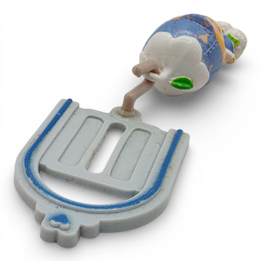 Vintage 1980s small toy. First Release. Willie Winkle. Complete with Original Button Clip. Top view.