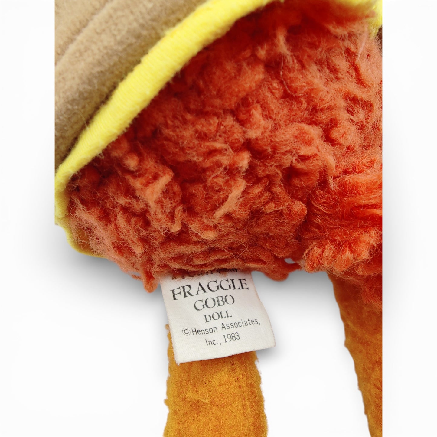 Vintage 1980s plush. Gobo. 15" Plush. Close up 1 view.