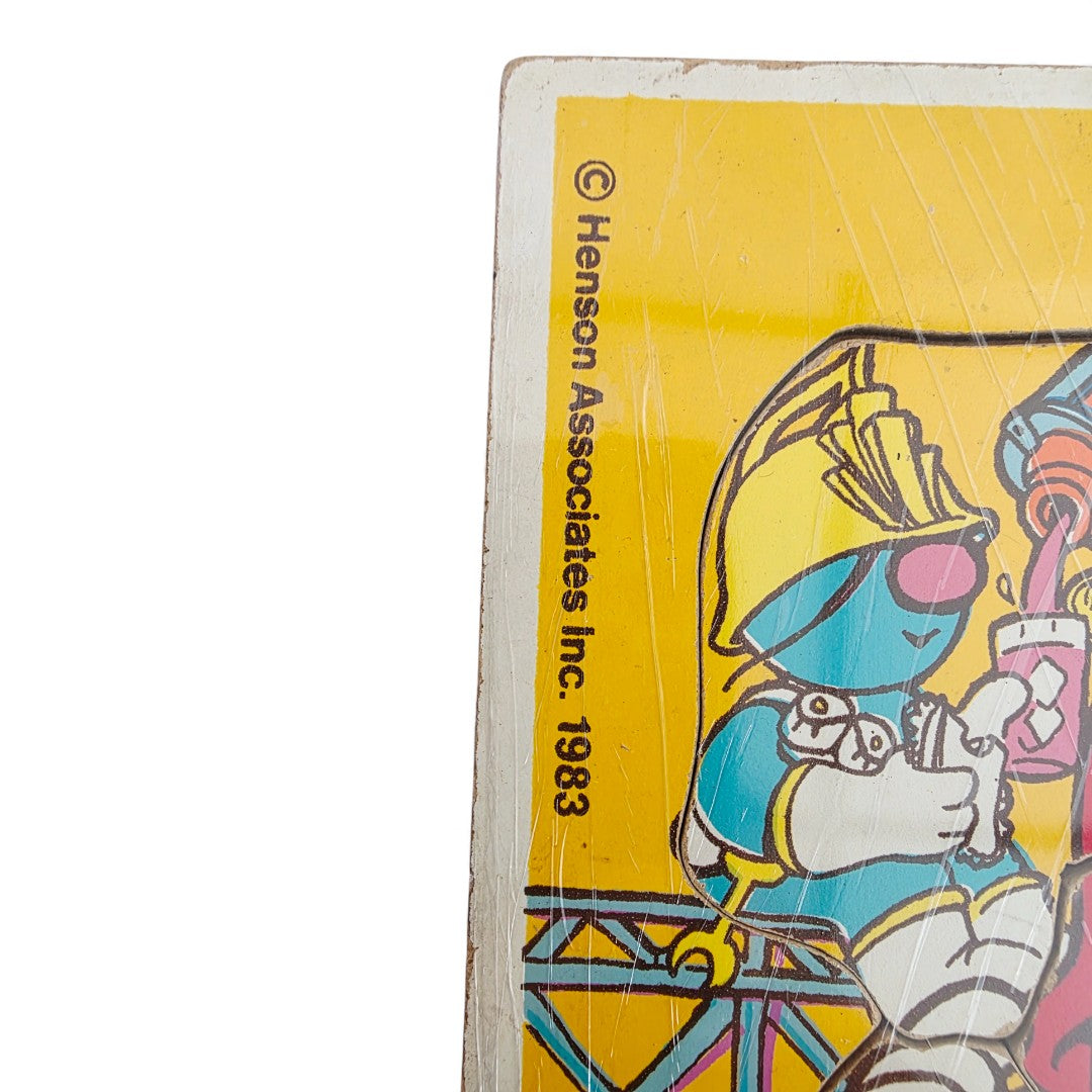 Vintage 1980s puzzles & jigsaws. Wooden Puzzle. Doozers. Close up 1 view.