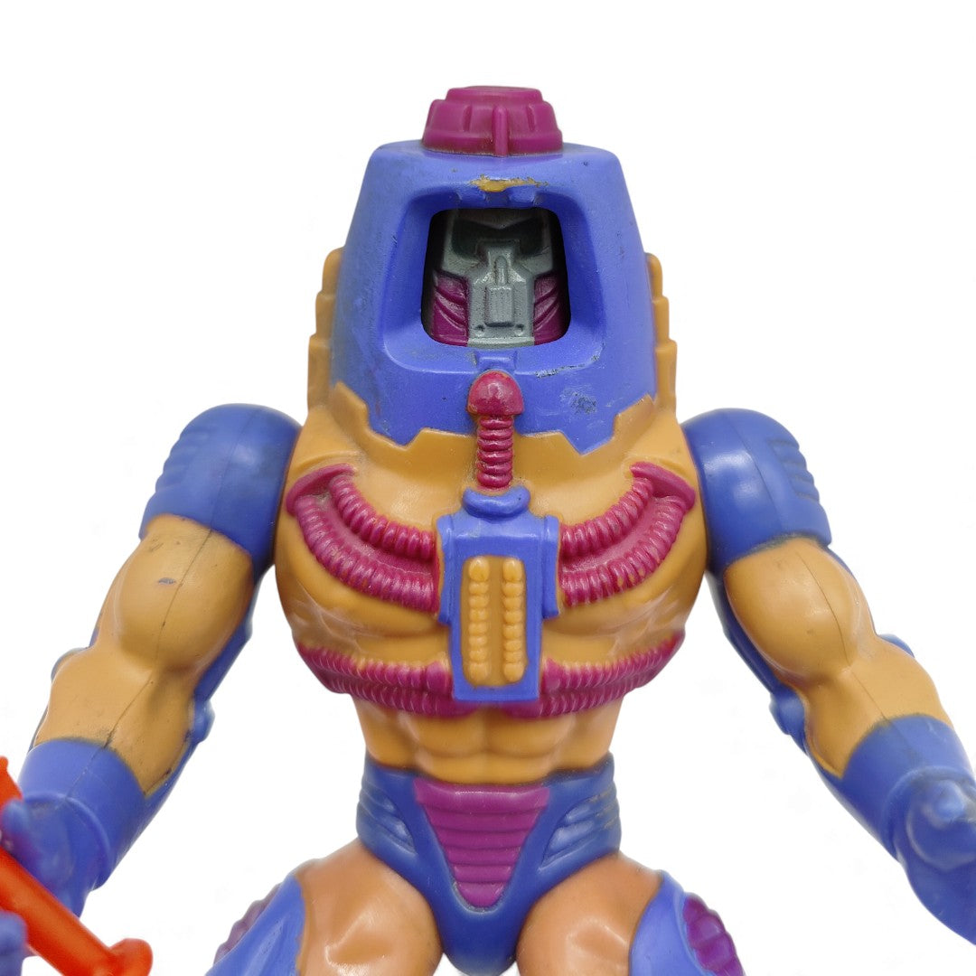 Vintage 1980s action figure. (MOTU). Man-E-Faces. Taiwan. Face view.