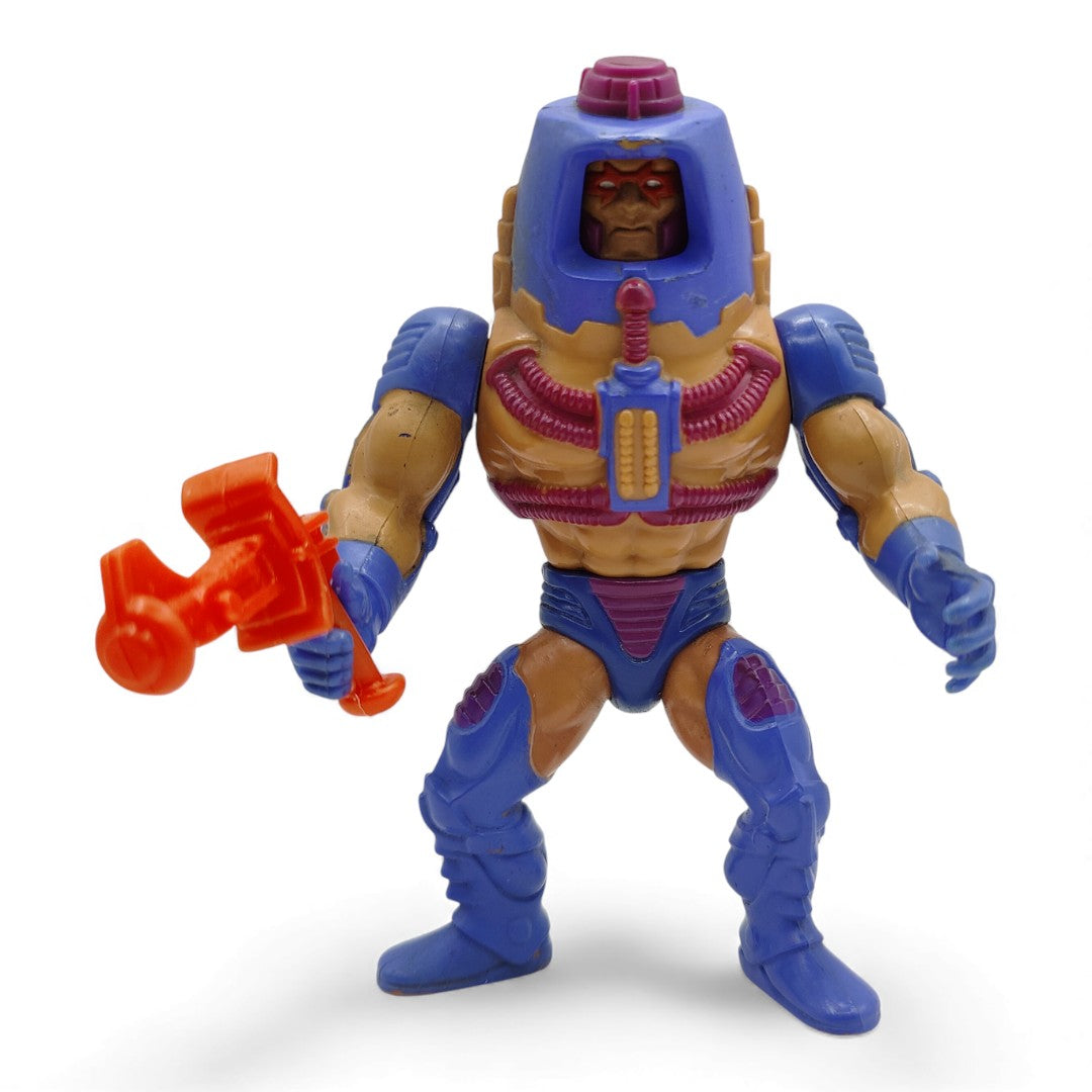 Vintage 1980s action figure. (MOTU). Man-E-Faces. Taiwan. Face view.