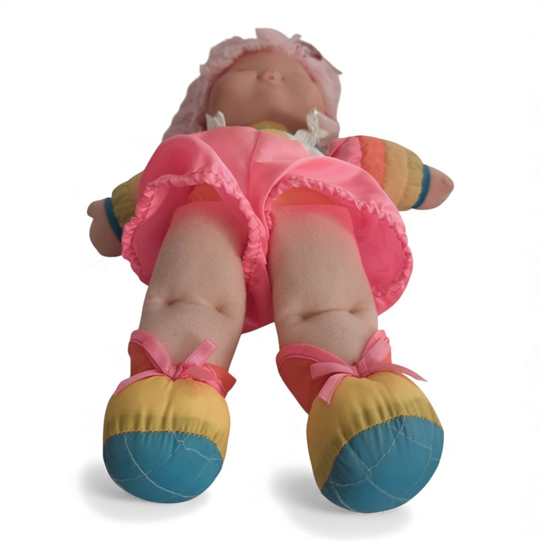 Vintage 1980s doll. 15" Doll. Tickled Pink. Bottom view.