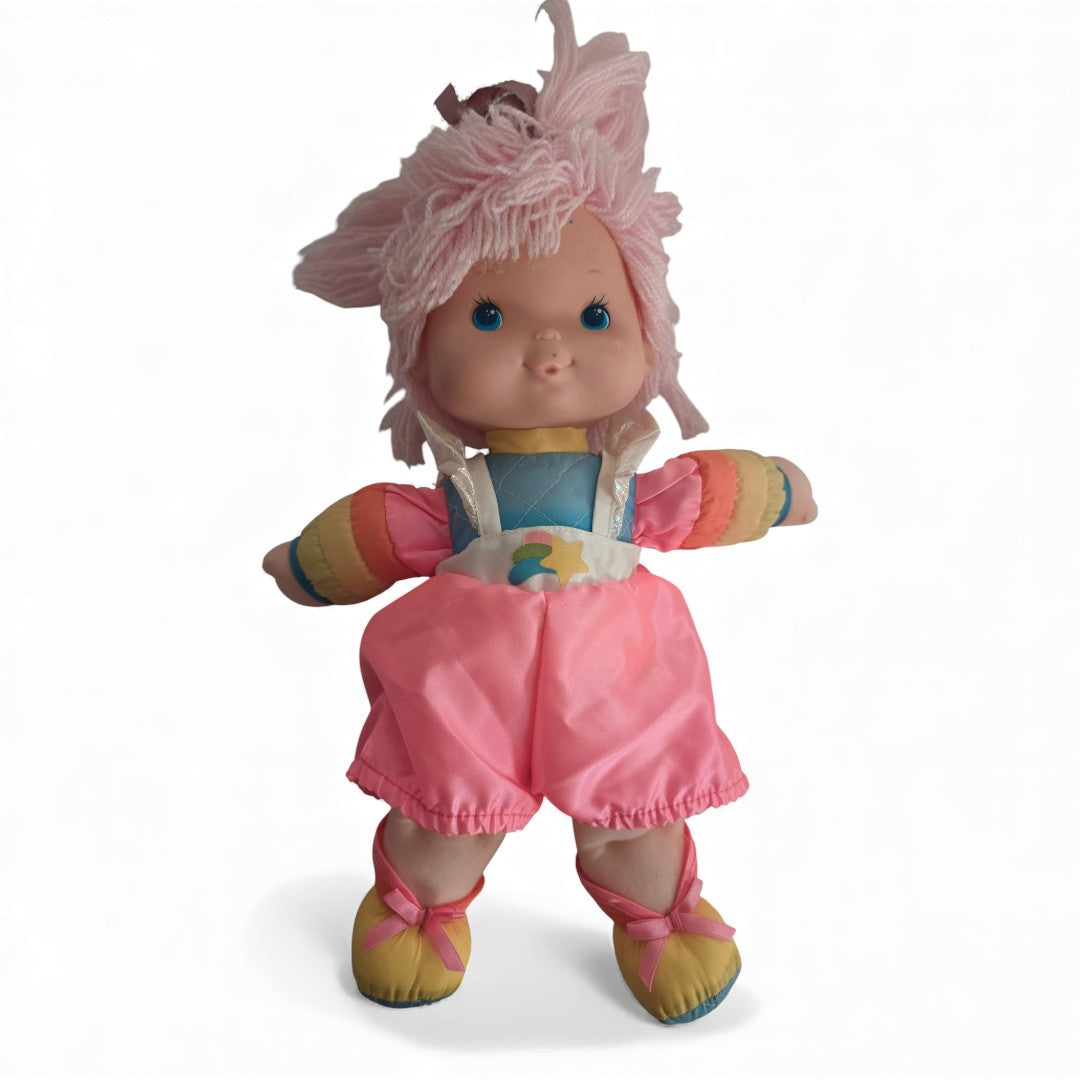 Vintage 1980s doll. 15" Doll. Tickled Pink. Close up 2 view.