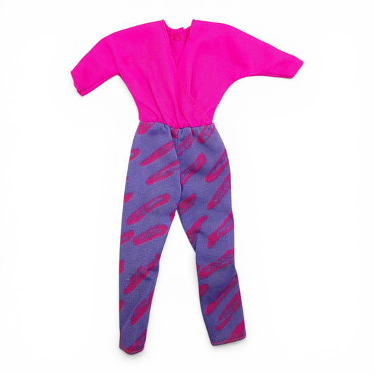 1984 Barbie Fashion Fun Neon Pink & Purple Jumpsuit doll fashion — Front view