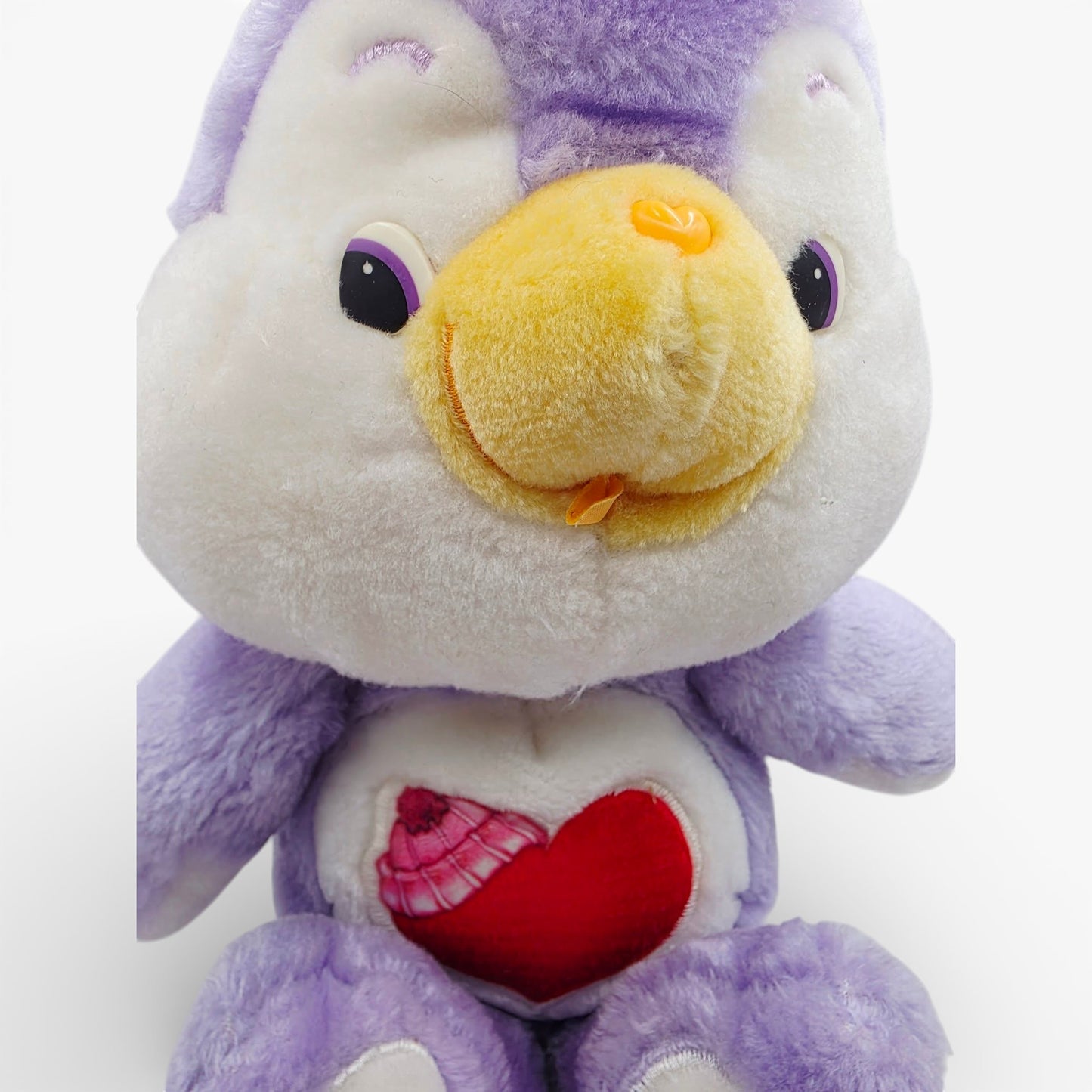 Vintage 1980s plush. Cozy Heart Penguin. 36cm Plush. Face view.