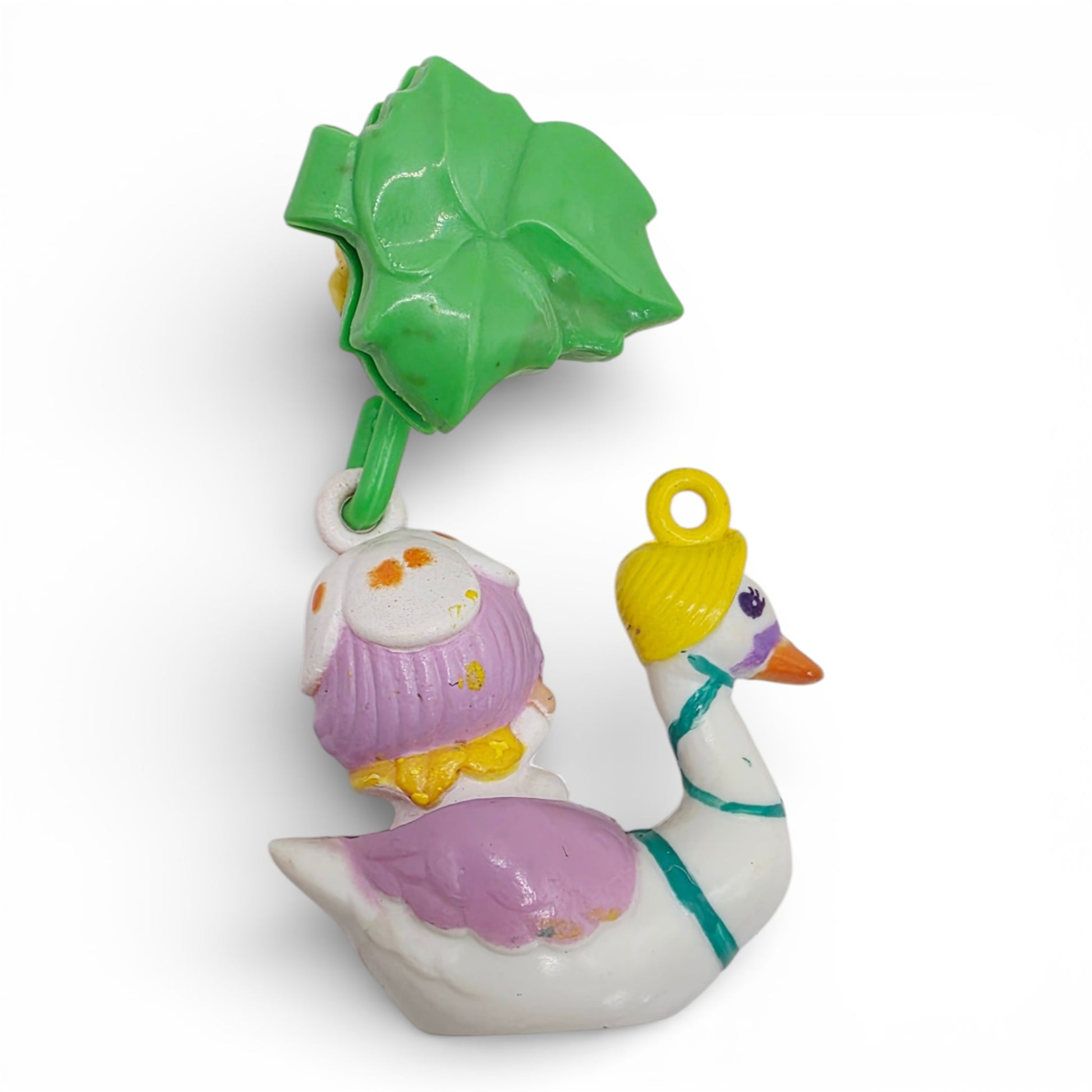 Vintage 1980s small toy. Second Scented Release. Twinkle & Snowflower Swan. Complete with Original Hair Clip. Back view.