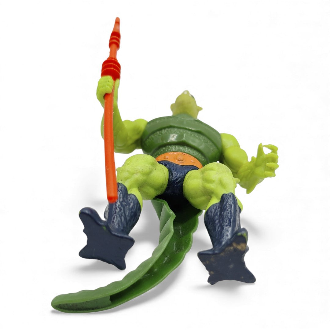 Vintage 1980s action figure. (MOTU). Whiplash. Bottom view.
