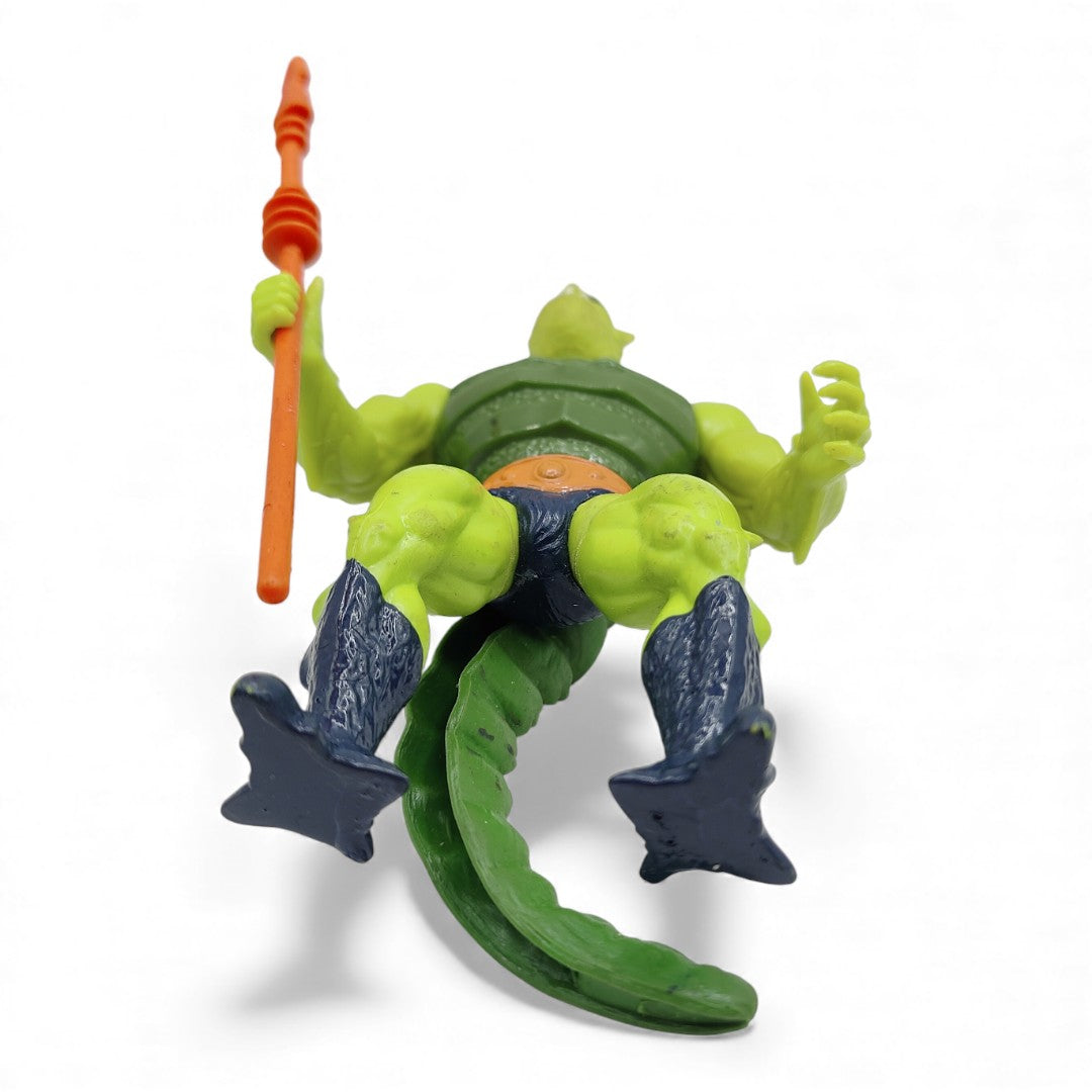 Vintage 1980s action figure. (MOTU). Whiplash. & Mini Comic!. Bottom view.