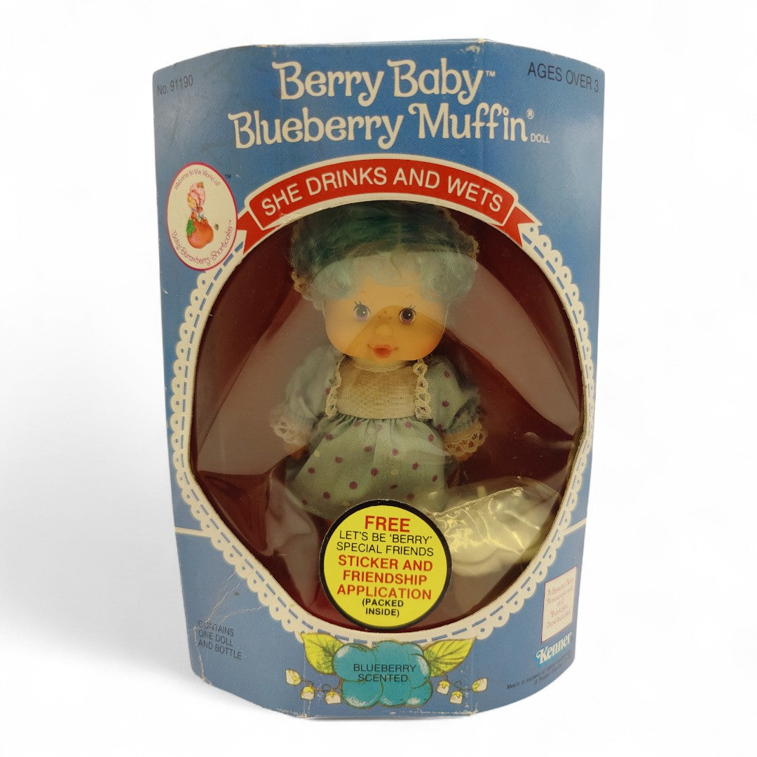 1984 Strawberry Shortcake Berry Baby Blueberry Muffin doll — Front view