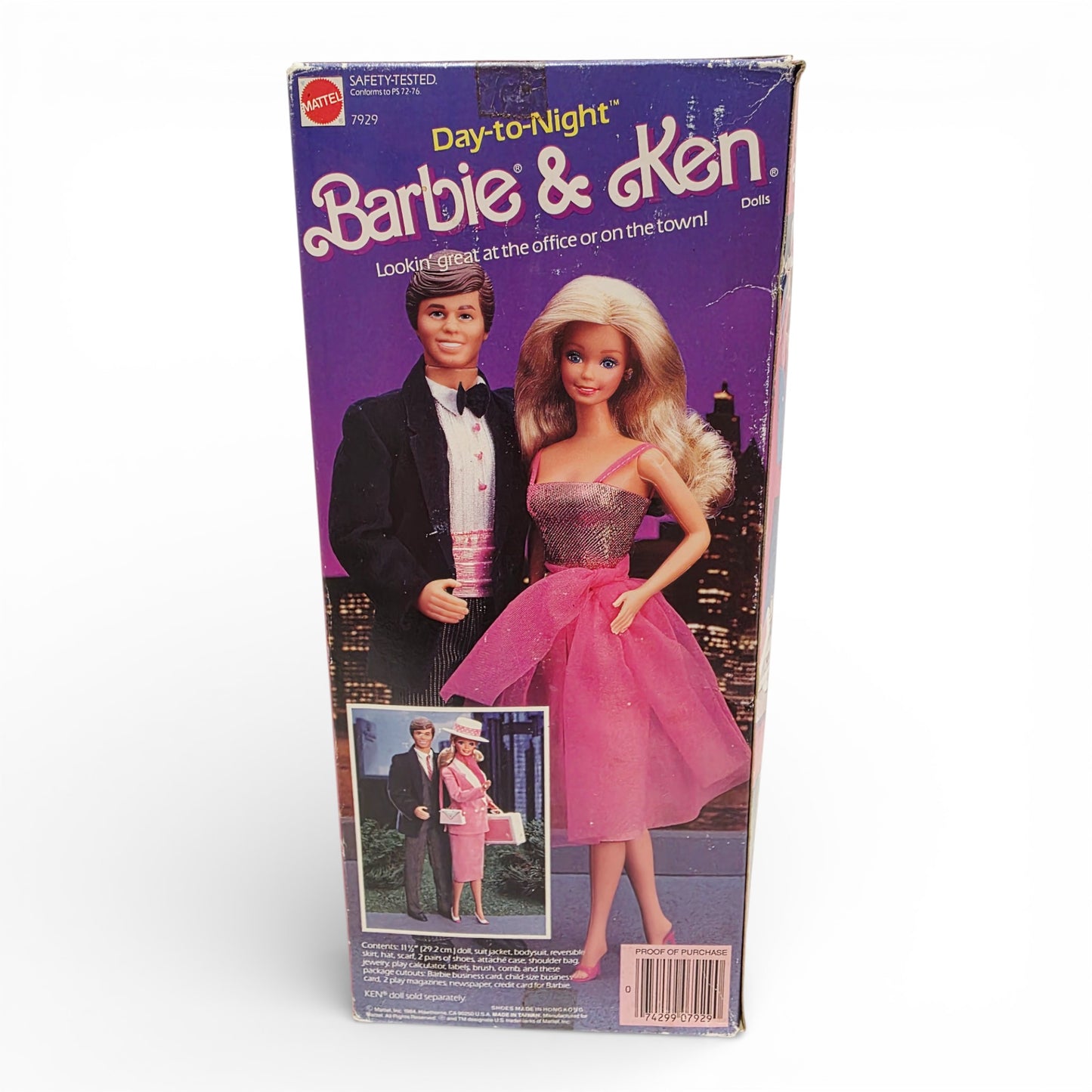 Vintage 1980s doll. Day to Night Barbie. Iconic 80s Doll. Back view.