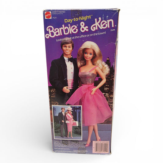 Vintage 1980s doll. Day to Night Barbie. Iconic 80s Doll. Back view.