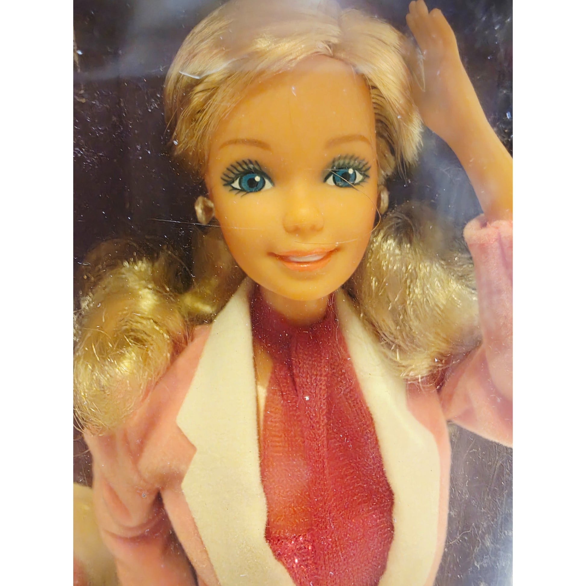 Vintage 1980s doll. Day to Night Barbie. Iconic 80s Doll. Face view.