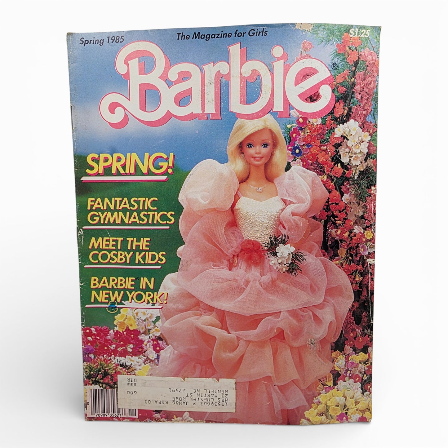 Vintage 1980s magazine. Magazine for Girls. Spring Issue Peaches & Cream Barbie. Front view.