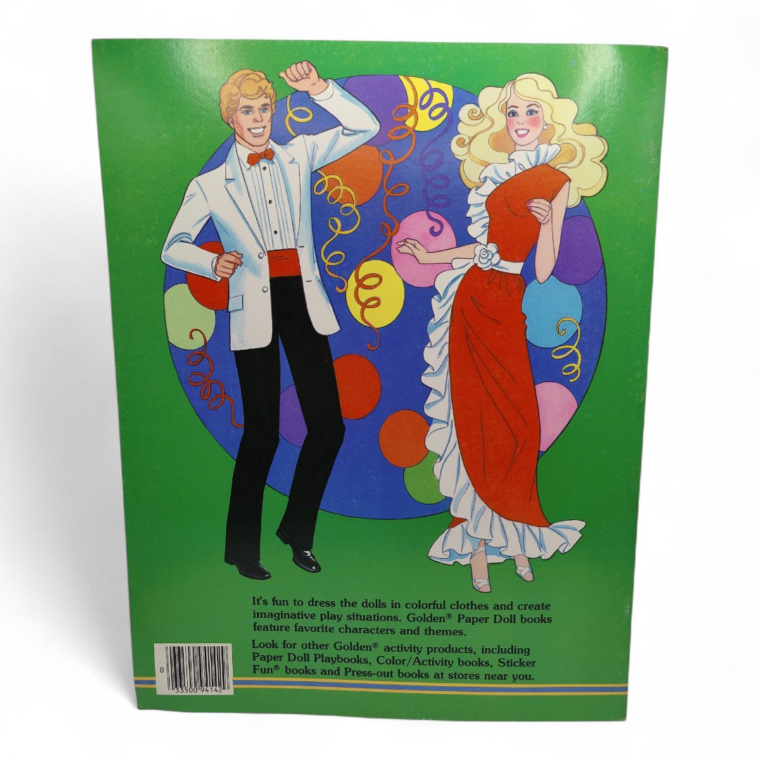 Vintage 1980s paper doll book. Vintage Paper Doll Book. Barbie & Ken. Back view.