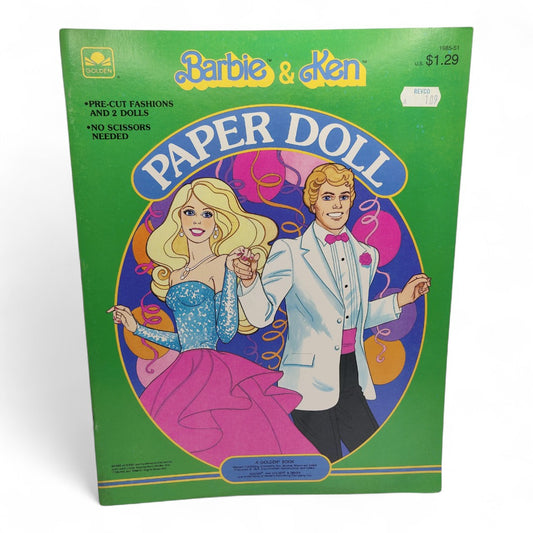 Vintage 1980s paper doll book. Vintage Paper Doll Book. Barbie & Ken. Front view.