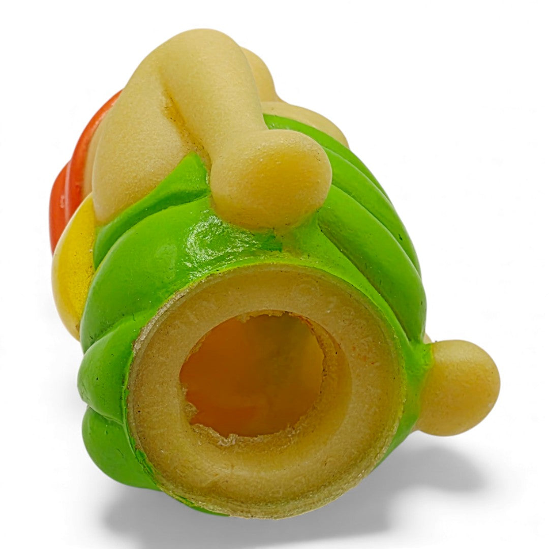 Vintage 1980s small toy. Glo Turtle & Glo Hopper. Close up 2 view.