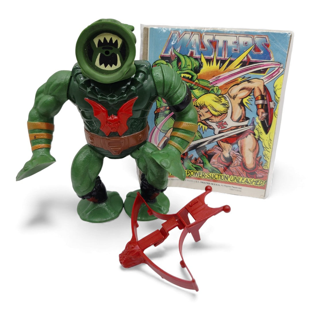 Vintage 1980s action figure. (MOTU). Leech. & Mini Comic!. Front view.