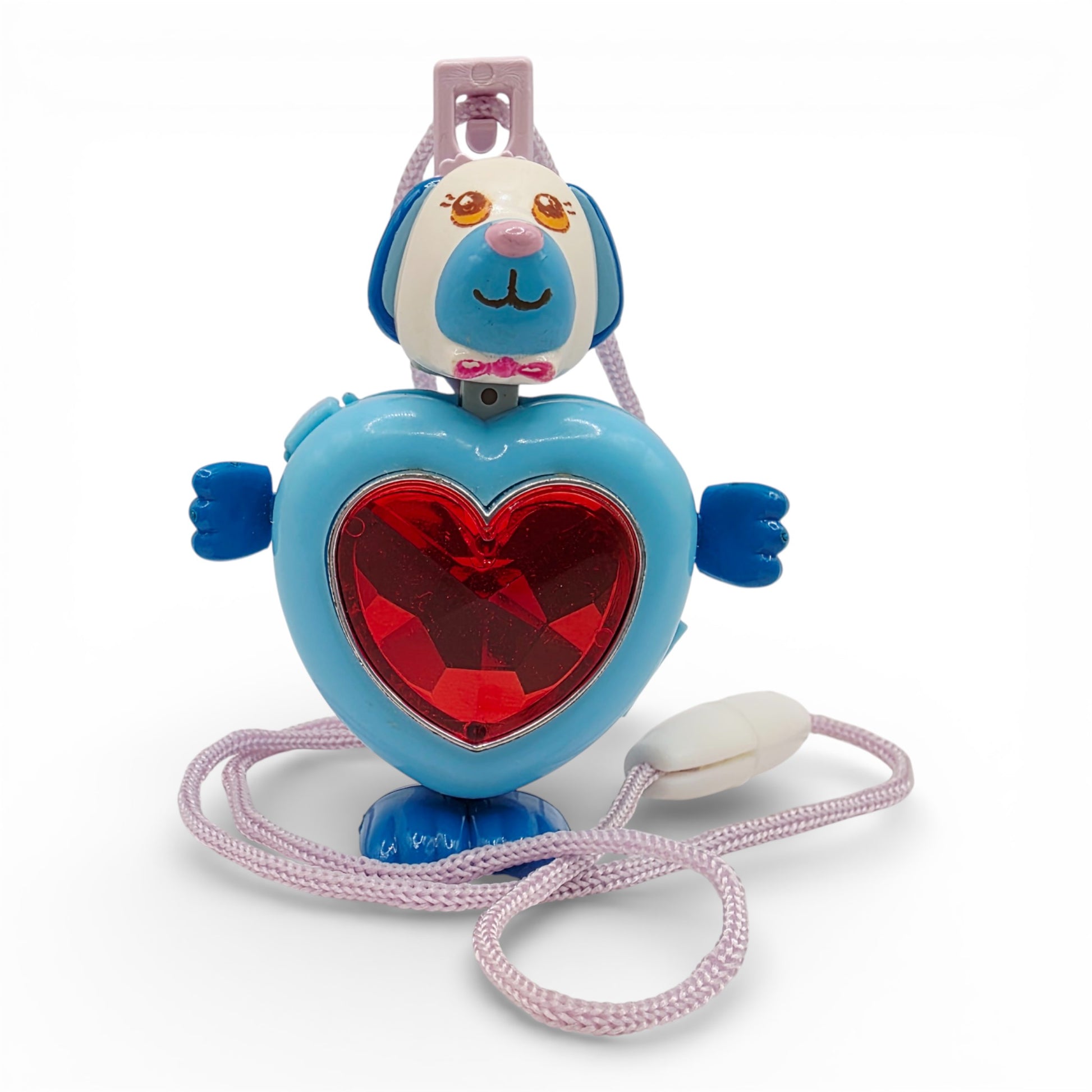 Vintage 1980s small toy. Series 1. Prettie Puppy. Complete with Necklace Clip!. Front view.