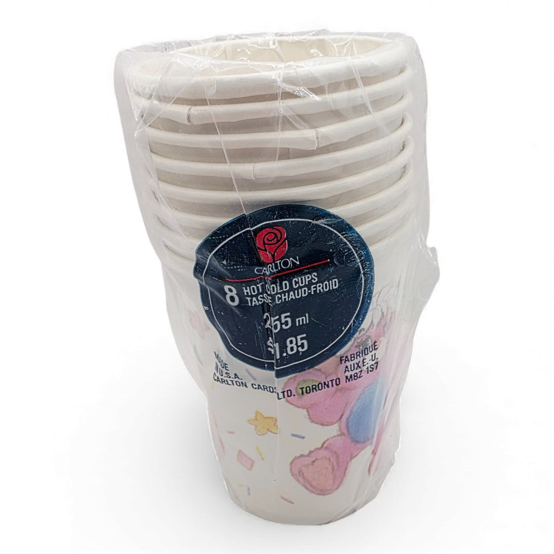Vintage 1980s partyware. Party Drinking Cups. 8 Pack. Back view.