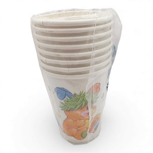 Vintage 1980s partyware. Party Drinking Cups. 8 Pack. Front view.