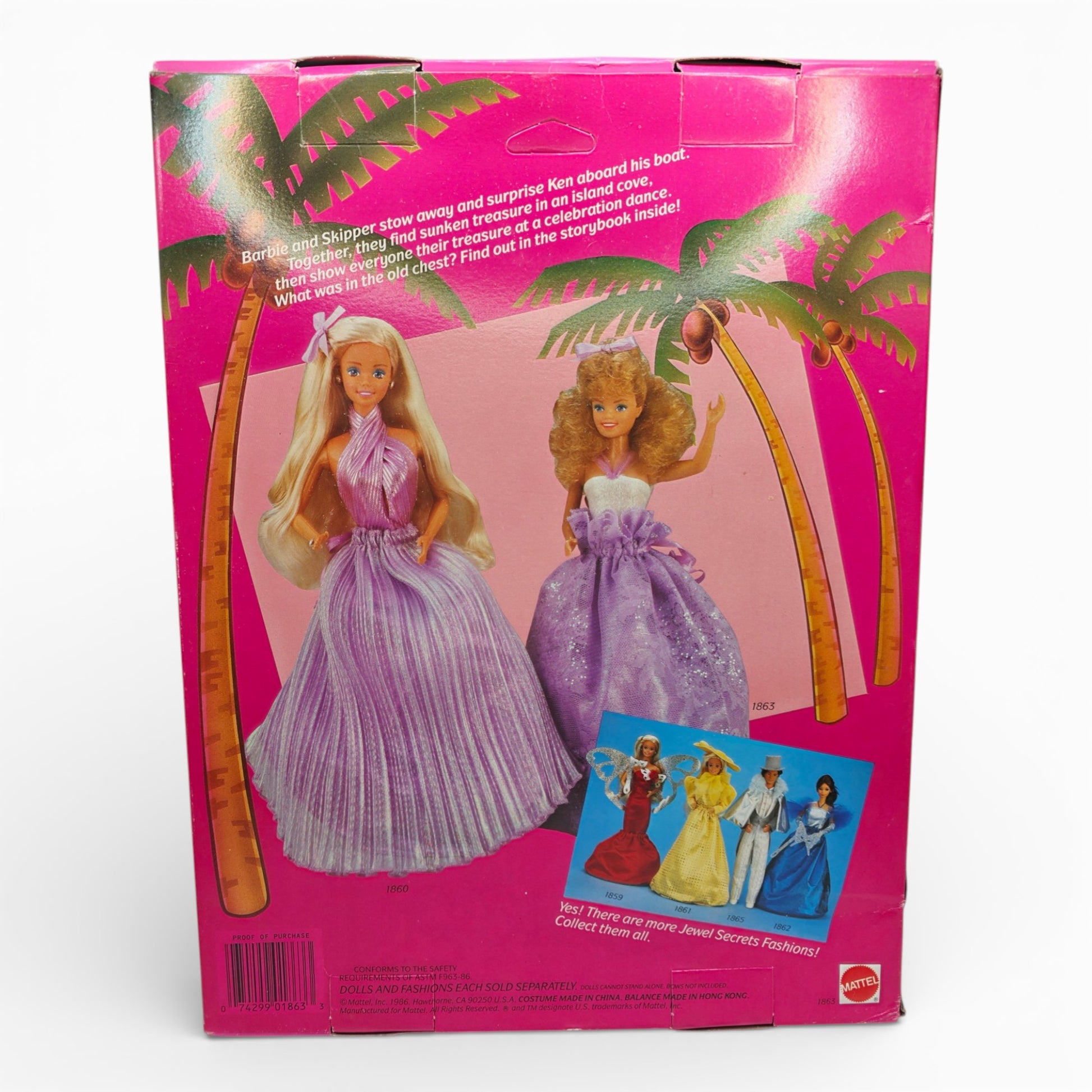 Vintage 1980s doll fashion. Jewel Secrets Skipper Fashion. Back view.