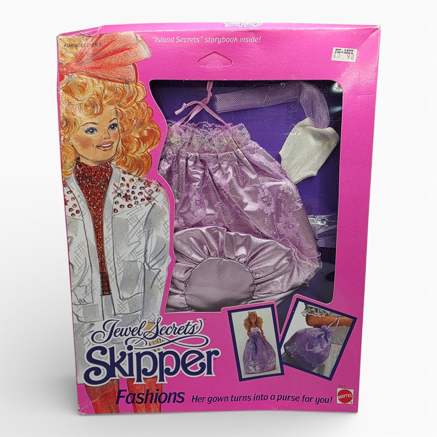 Vintage 1980s doll fashion. Jewel Secrets Skipper Fashion. Front view.