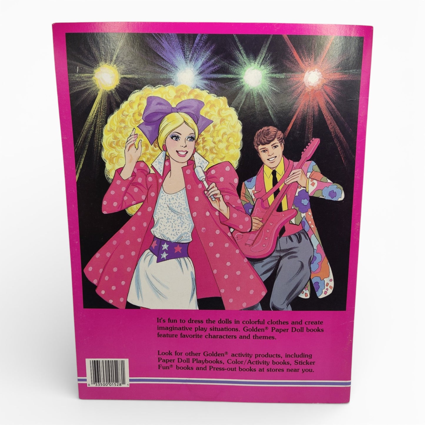 Vintage 1980s paper doll book. Vintage Paper Doll Book. Barbie & the Rockers. Back view.