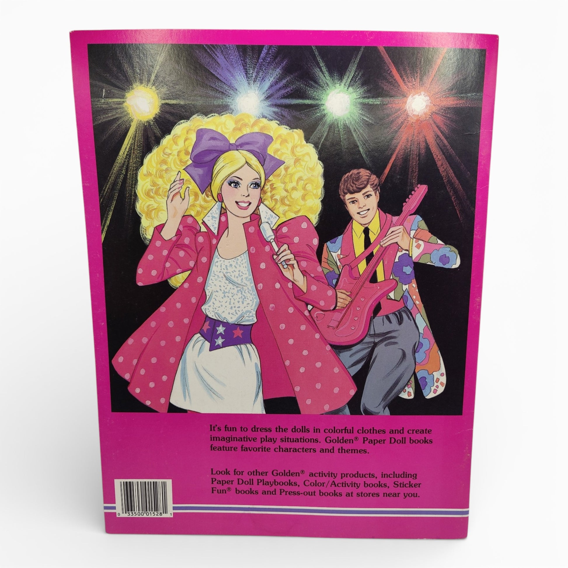 Vintage 1980s paper doll book. Vintage Paper Doll Book. Barbie & the Rockers. Back view.