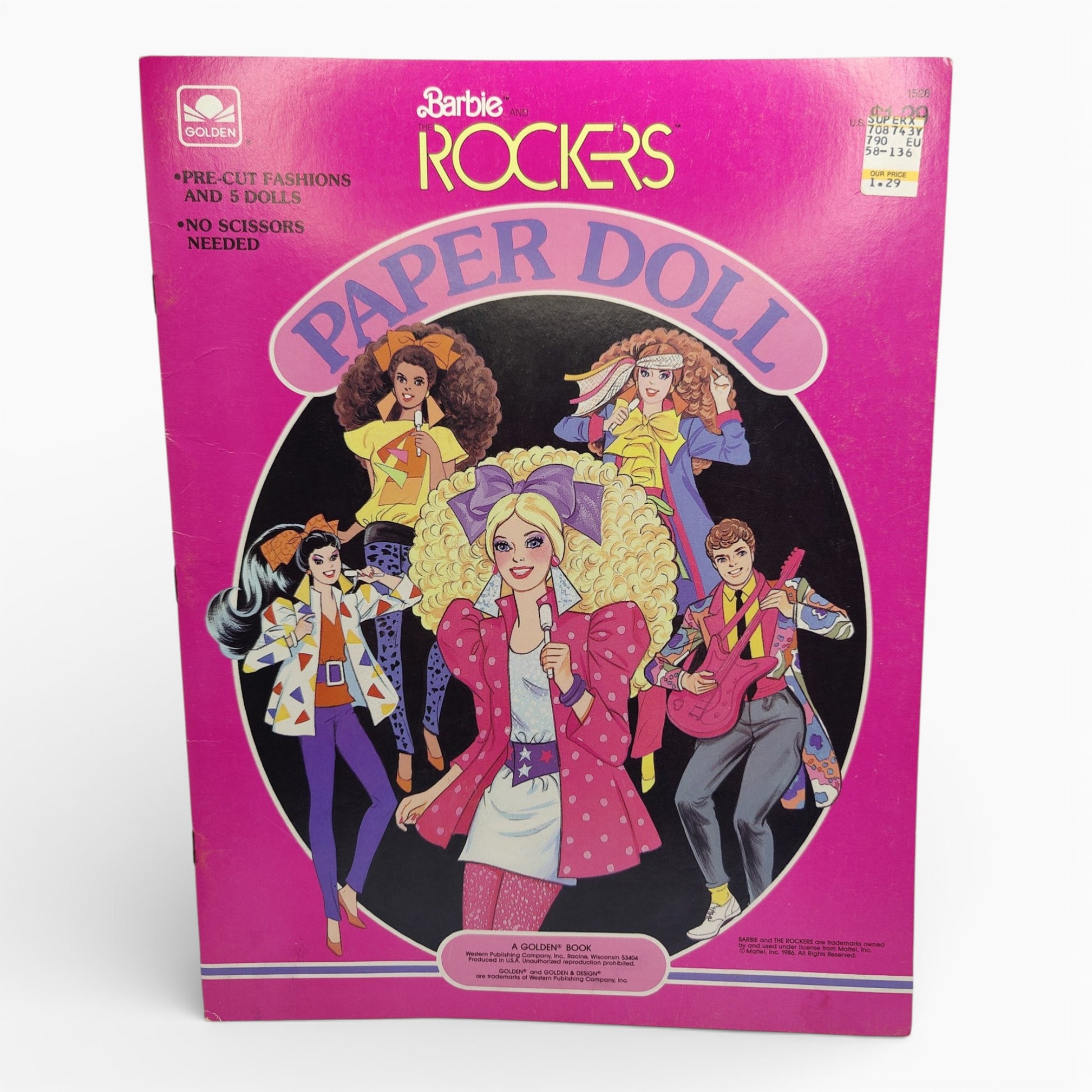 Vintage 1980s paper doll book. Vintage Paper Doll Book. Barbie & the Rockers. Front view.