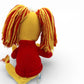 Vintage 1980s plush. Red. 16" Plush. Close up 4 view.