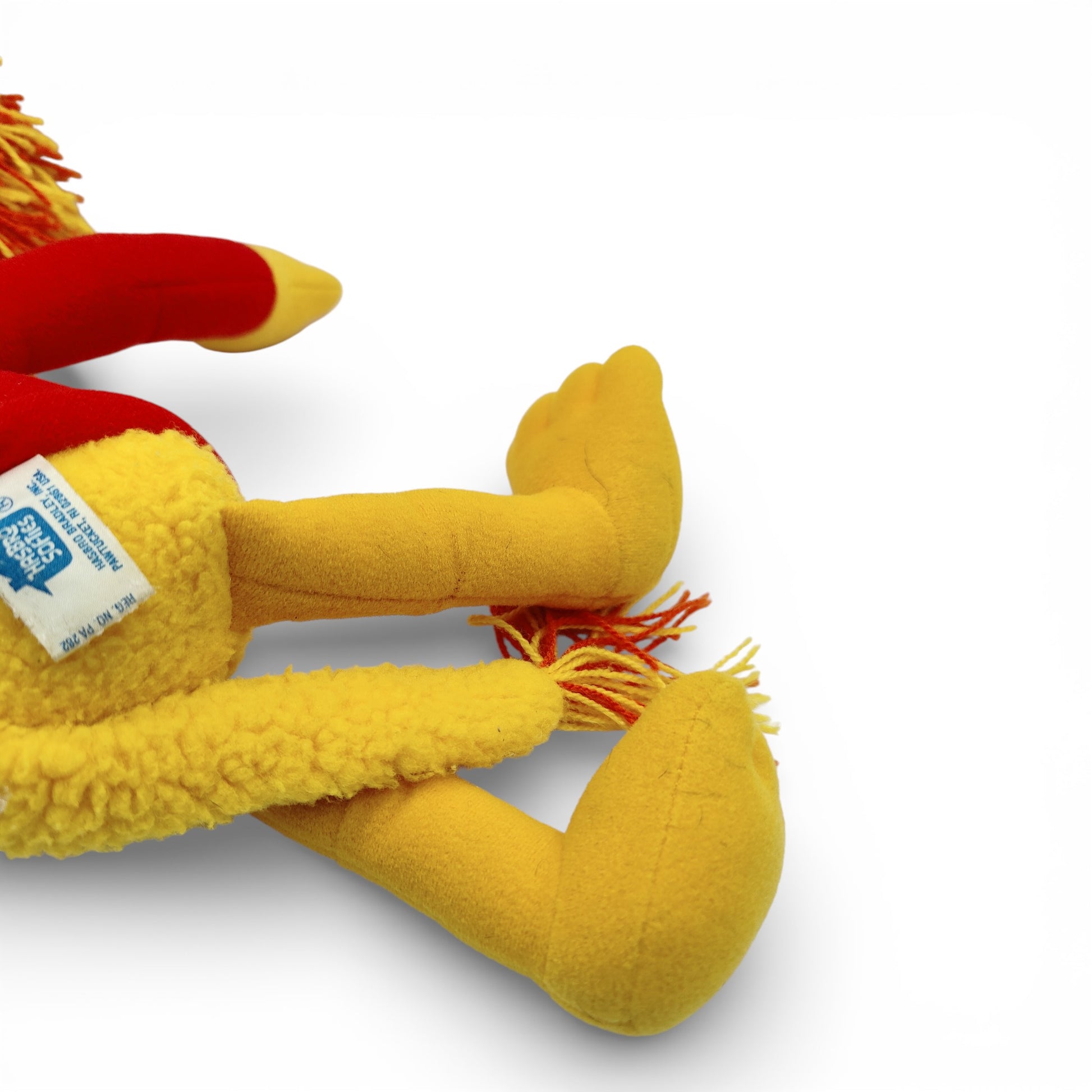 Vintage 1980s plush. Red. 16" Plush. Close up 6 view.